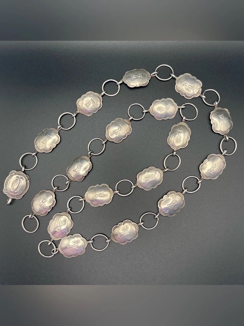 Sterling Silver Concho Belt Necklace